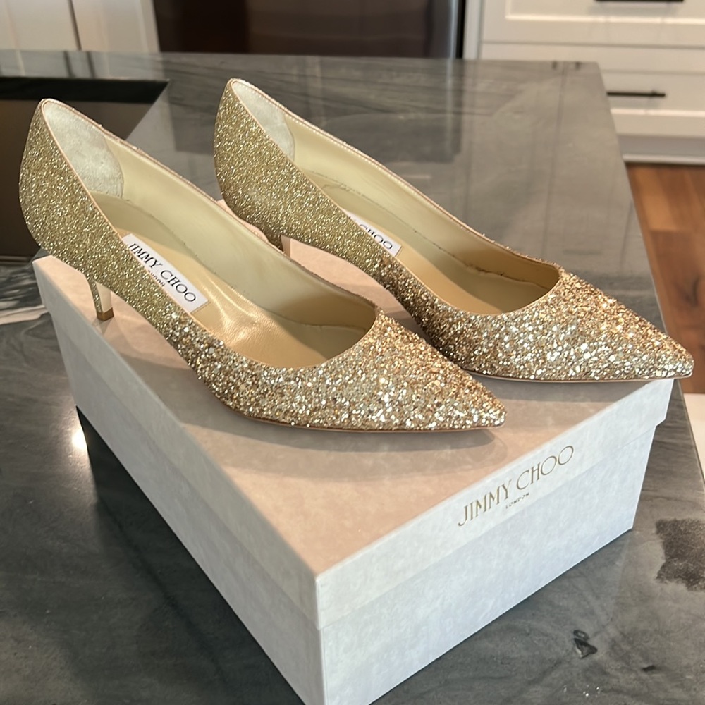 Jimmy Choo Gold Pumps